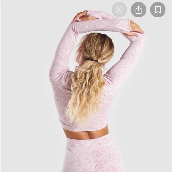 gymshark fleur long sleeve crop top size S - Picture 3 of 5